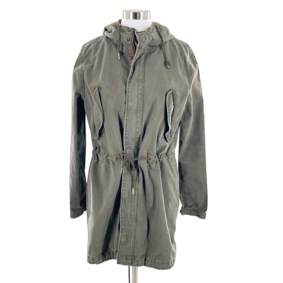 Divided H&M Womens Olive Hooded Cotton Adirondack Jacket Chore Coat Size M - Picture 1 of 14